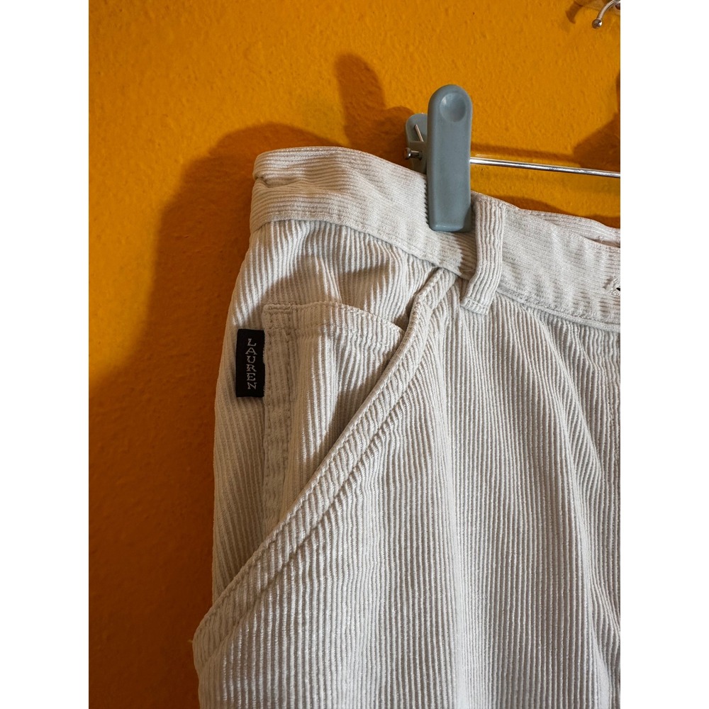 Lauren Ralph Lauren Cream Corduroy Pants High Rise Straight Leg Cotton Size 10